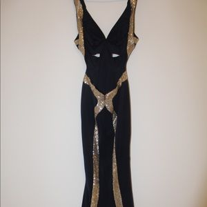 GOWN: NAVY BLUE & GOLD SEQUIN